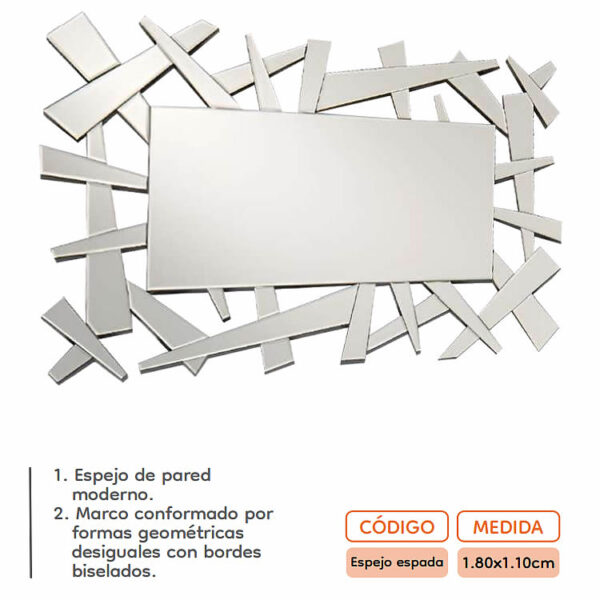 ESPEJO DECORATIVO RECTANGULAR MOD ESPADA