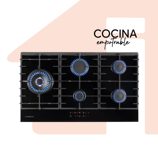 COCINA EMPOTRABLE GAS TOUCH 5 HORNILLAS SOLCO074