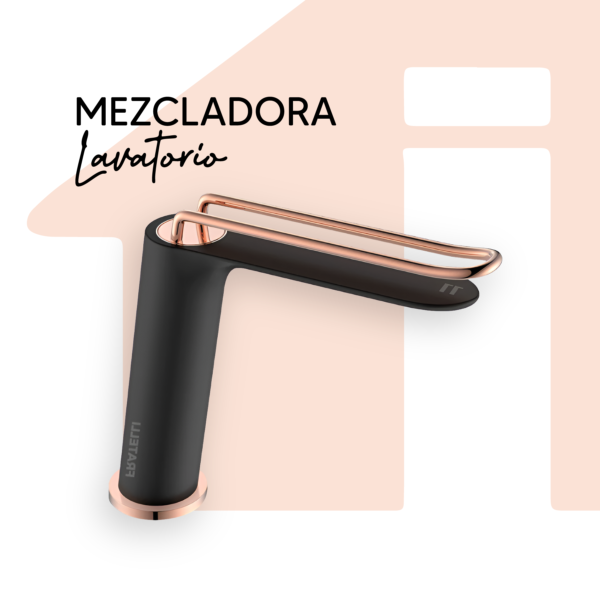 MEZCLADORA LAVATORIO BAJO GOLDEN ROSE/BLACK