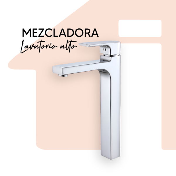 MEZCLADORA LAVATORIO ALTO CROMADO