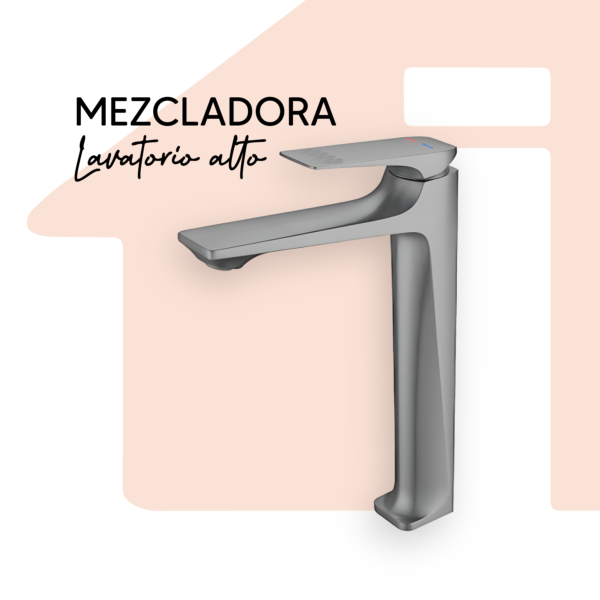 MEZCLADORA LAVATORIO ALTO BLANCO/SATINACO/GRIS