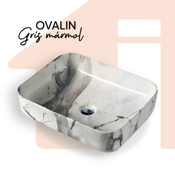 OVALIN GRIS/MARMOL TEXTURIZADO RECTANGULAR