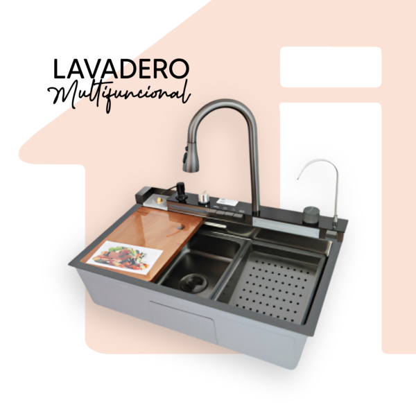 LAVADERO 1P RECTANGULAR 5 TECLAS NEGRO