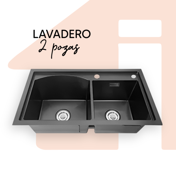 LAVADERO 2P (2 HUECOS) NEGRO