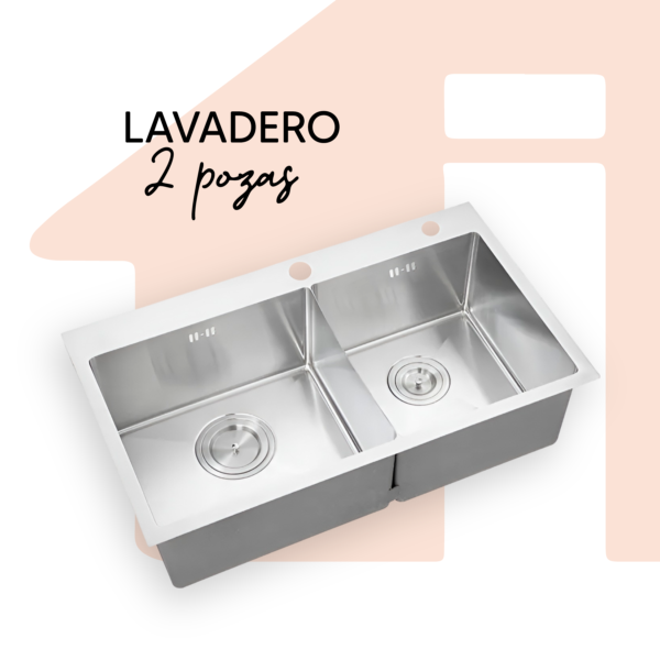 LAVADERO 2P CUADRADO PLATA