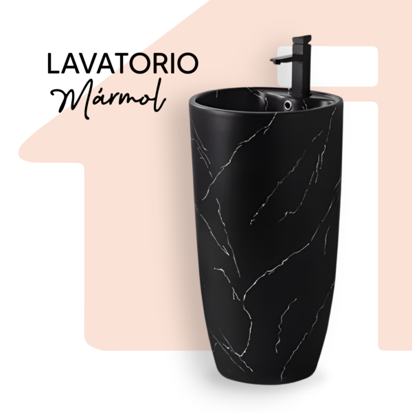 LAVATORIO ALTO NEGRO MARMOL REDONDO