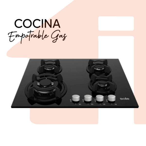 COCINA EMPOTRABLE GAS 60CM 4 HORNILLAS