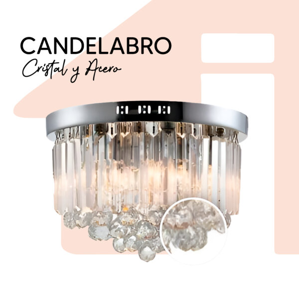 CANDELABRO CRISTAL/ACERO