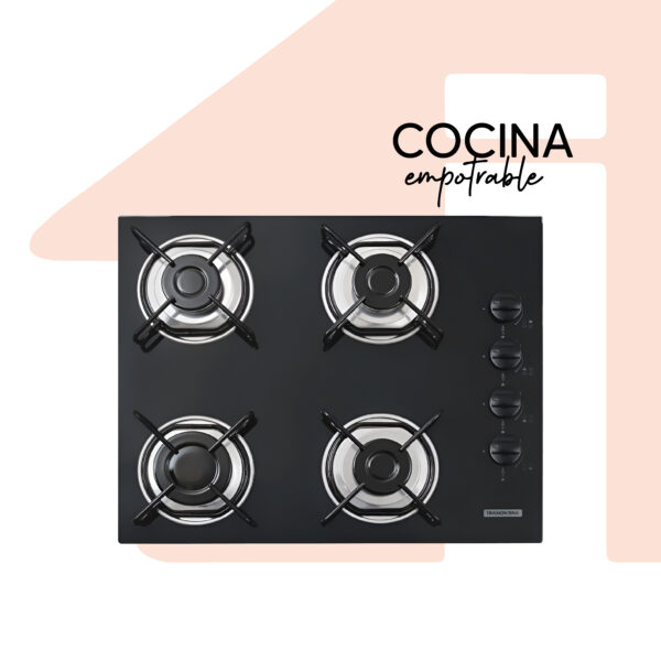 COCINA EMPOTRABLE GAS GLASS BRASIL 4 HORNILLAS 94703/501