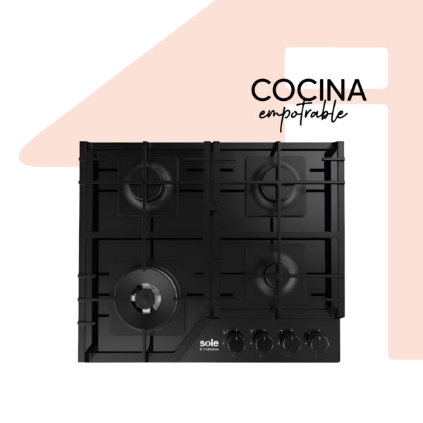 COCINA EMPOTRABLE GAS 4 HORNILLAS SOLCO066