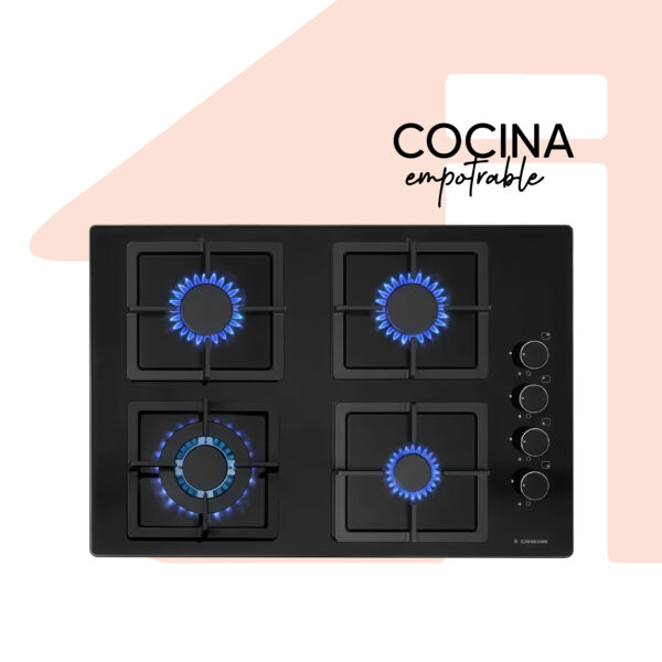 COCINA EMPOTRABLE GAS 4 HORNILLAS SOLCO075