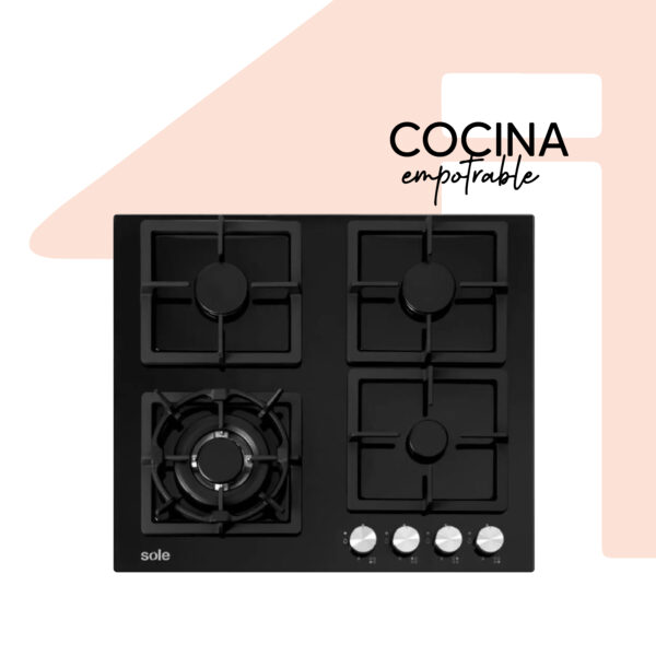 COCINA EMPOTRABLE GAS 4 HORNILLAS SOLCO040