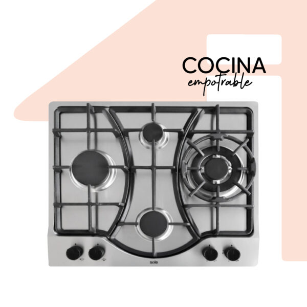 COCINA EMPOTRABLE GAS 4 HORNILLAS SOLCO037V2